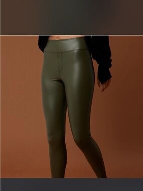 aerie Olive Green Faux Leather High-Rise Leggings